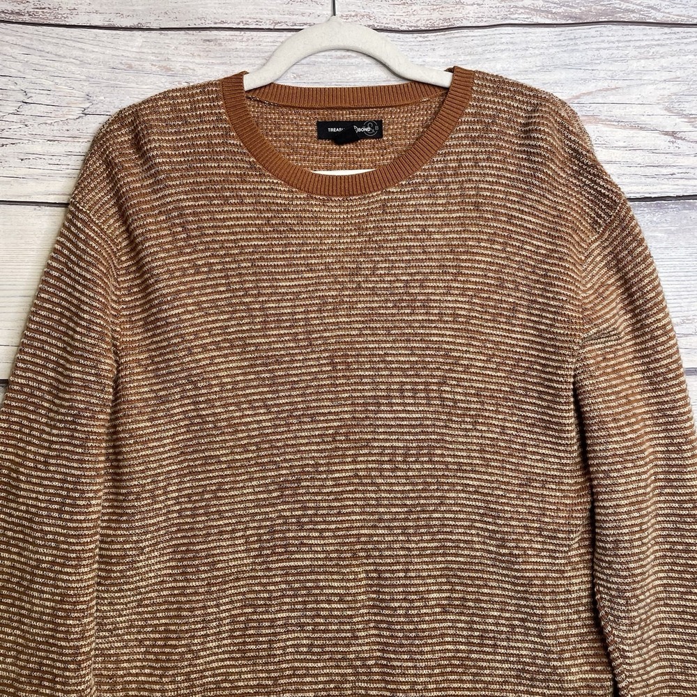 Treasure & Bond Nordstrom Size L Brown Mens Soft Crew Neck Sweater - Picture 3 of 15